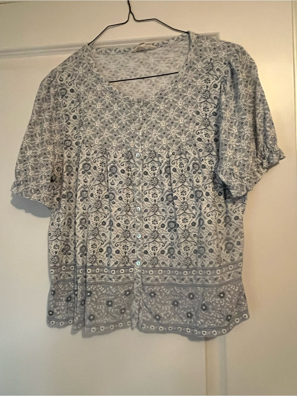 Lucky Brand Light Blue Floral Button-Down Top